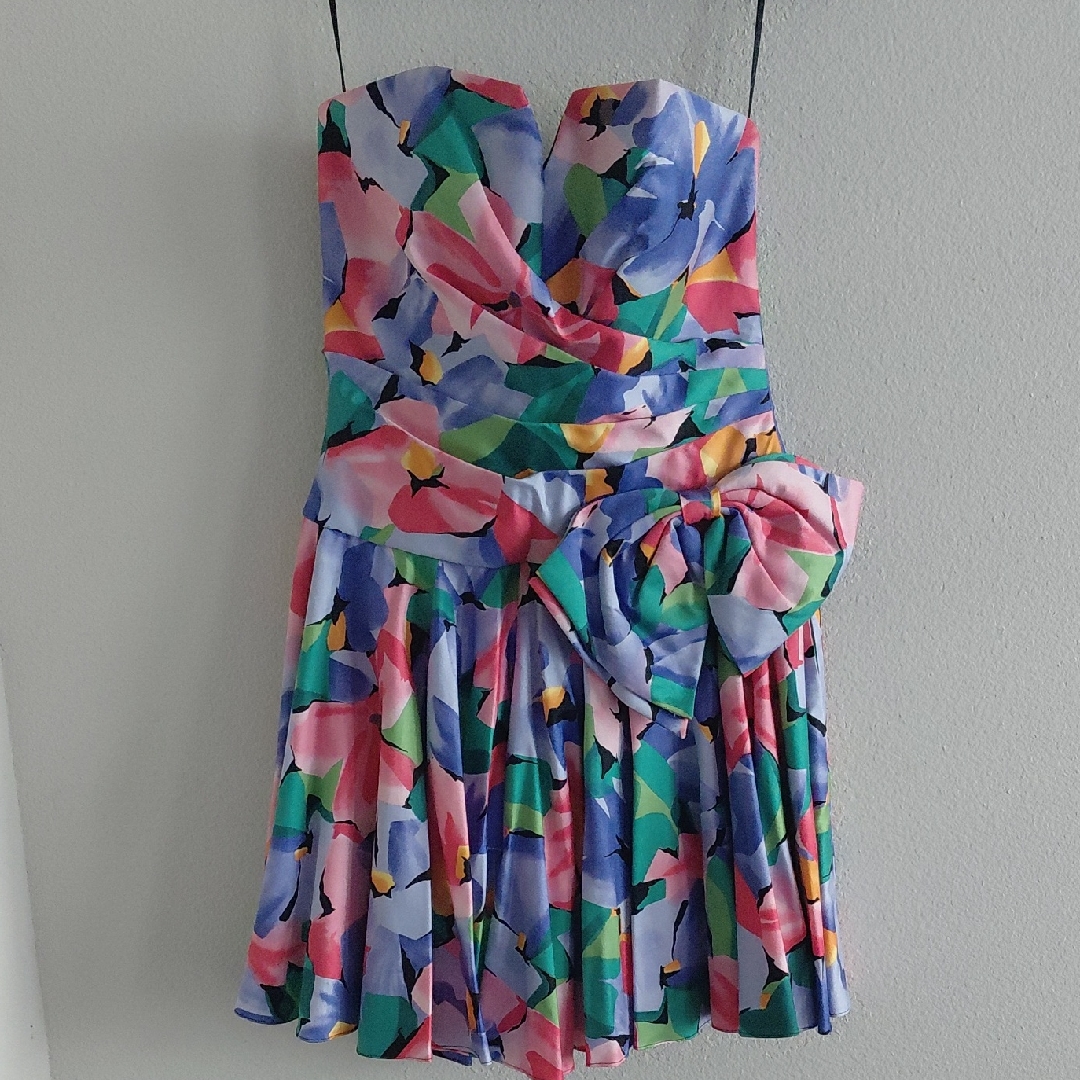 A.J. Bari Multicolor Strapless Mini Dress